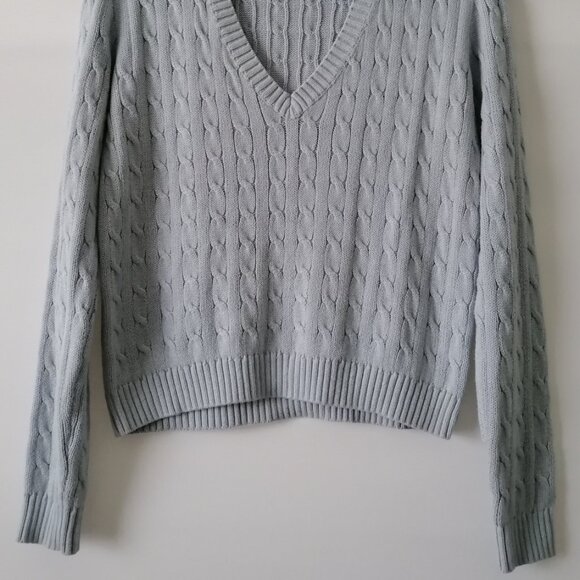 J.Galt Womens Blue Long Sleeve V Neck Cable Knit Pullover Sweater OS - Picture 4 of 7